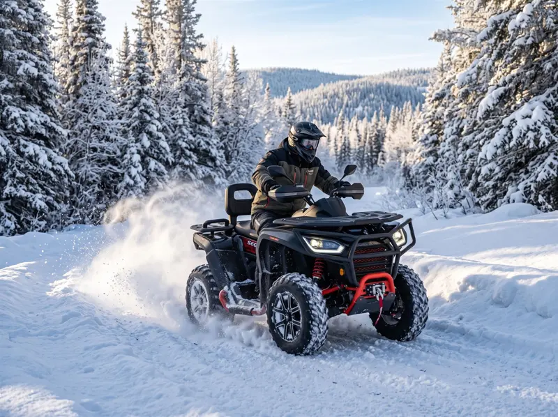 Segway Snarler quad riding through fresh snow